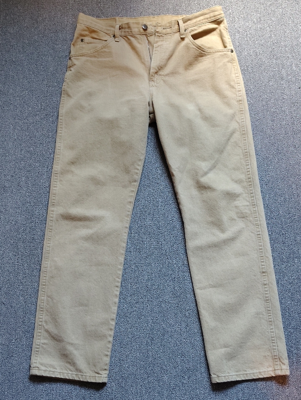 Wrangler Tan Straight-Leg Jeans with Leather Patch